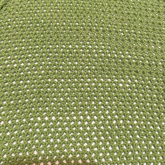 Vintage Neon Green Zenergy by Chico's Linen/Cotton Crocheted Hooded Jacket - Picture 10 of 10